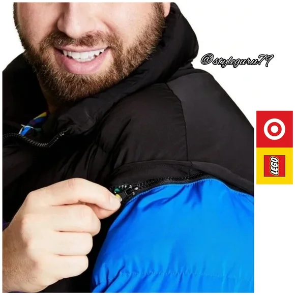 NWT,Lego X Target Men's Colorblocked Puffer Convertible Jacket